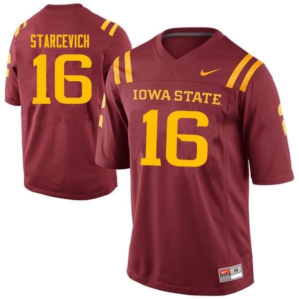 Men #16 Shane Starcevich Iowa State Cyclones College Football Jerseys Sale-Cardinal